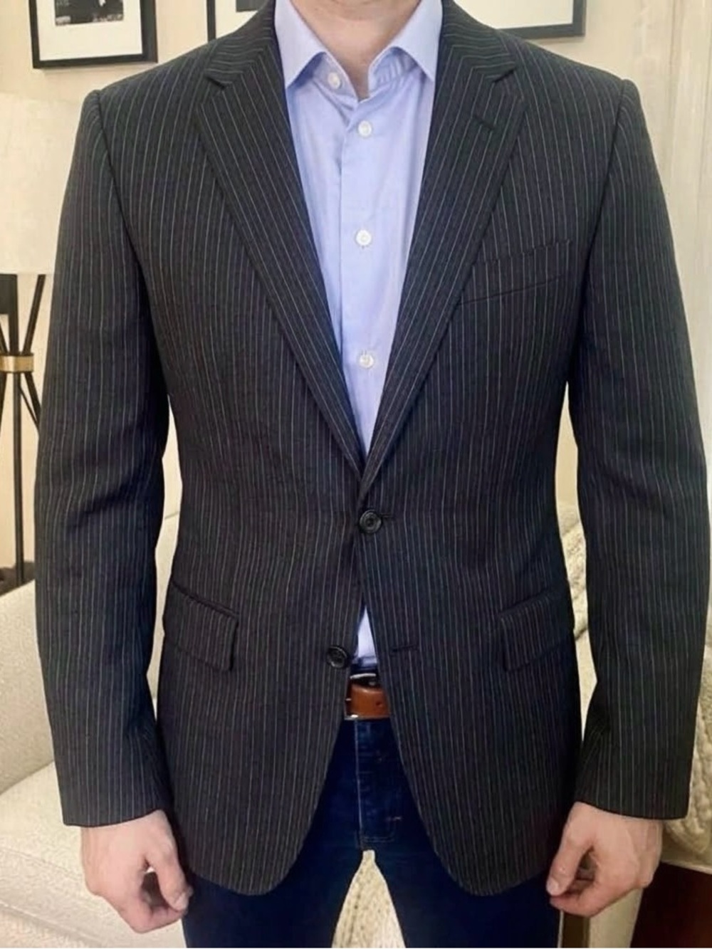 Corneliani Tapered Chalk Stripe Blazer | 40